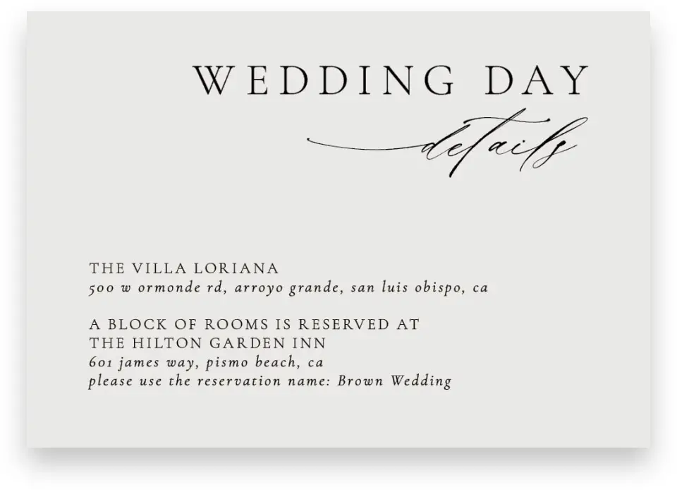 This is a 5" x 3½" Wedding Invitation Enclosure Card called Simply Elegant printed in full color with Gold foil on Luxe Satin (coated) paper