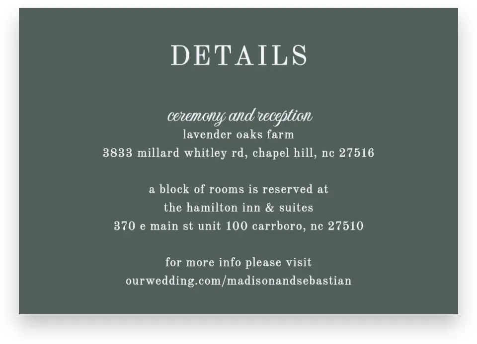 This is a 5" x 3½" Wedding Invitation Enclosure Card called Bold Blooms printed in full color on Premium Smooth paper