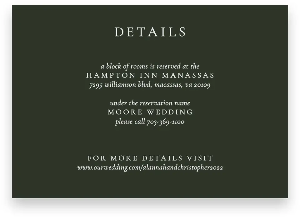 This is a 5" x 3½" Wedding Invitation Enclosure Card called Festive Celebration printed in full color on Premium Smooth paper
