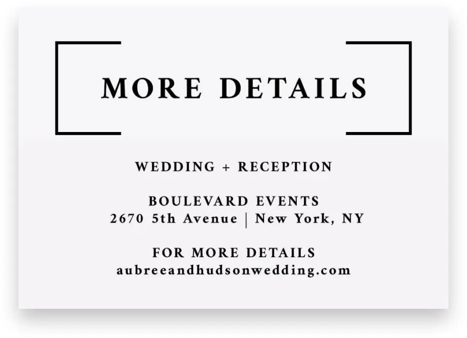 This is a 5" x 3½" Wedding Invitation Enclosure Card called Bright Brace printed in full color on Premium Smooth paper