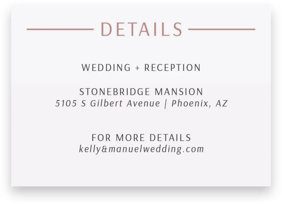 This is a 5" x 3½" Wedding Invitation Enclosure Card called Expansive Line printed in full color on Premium Smooth paper