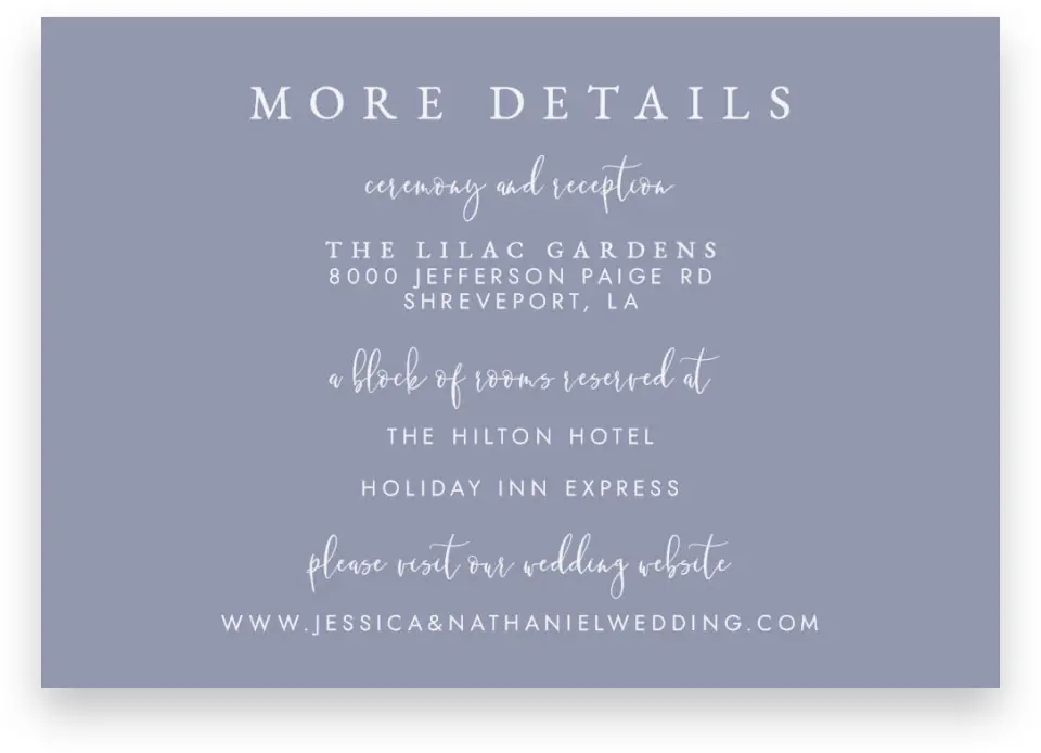 This is a 5" x 3½" Wedding Invitation Enclosure Card called Dainty Wreath printed in full color on Premium Smooth paper