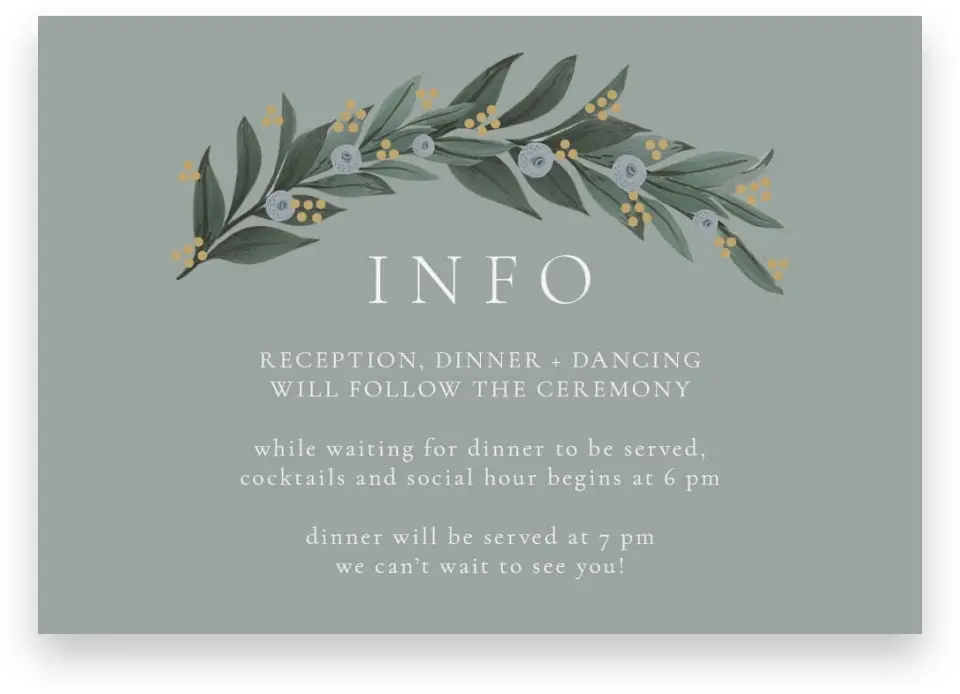 This is a 5" x 3½" Wedding Invitation Enclosure Card called Majestic Love printed in full color on Premium Smooth paper