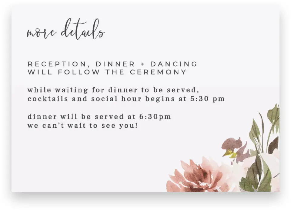 This is a 5" x 3½" Wedding Invitation Enclosure Card called Natural Love printed in full color on Premium Smooth paper