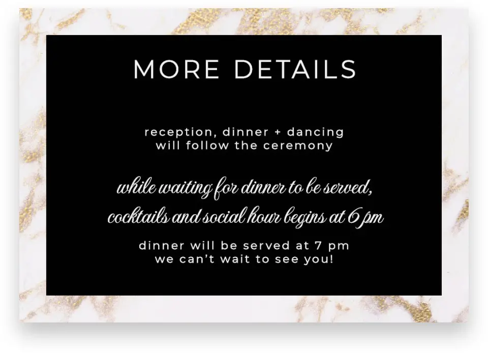 This is a 5" x 3½" Wedding Invitation Enclosure Card called Classic Count printed in full color on Premium Smooth paper