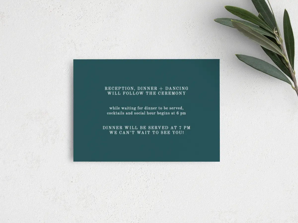 Guest Information Card Back View