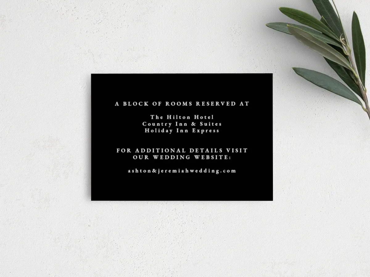 Guest Information Card Back View