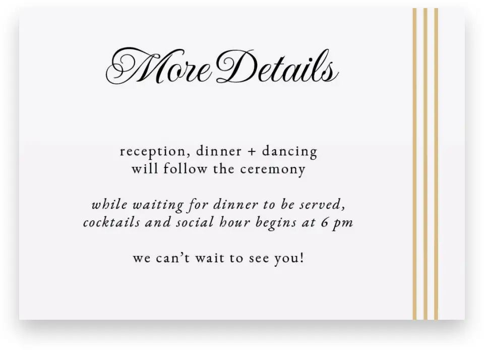 This is a 5" x 3½" Wedding Invitation Enclosure Card called Charming Arch printed in full color on Premium Smooth paper