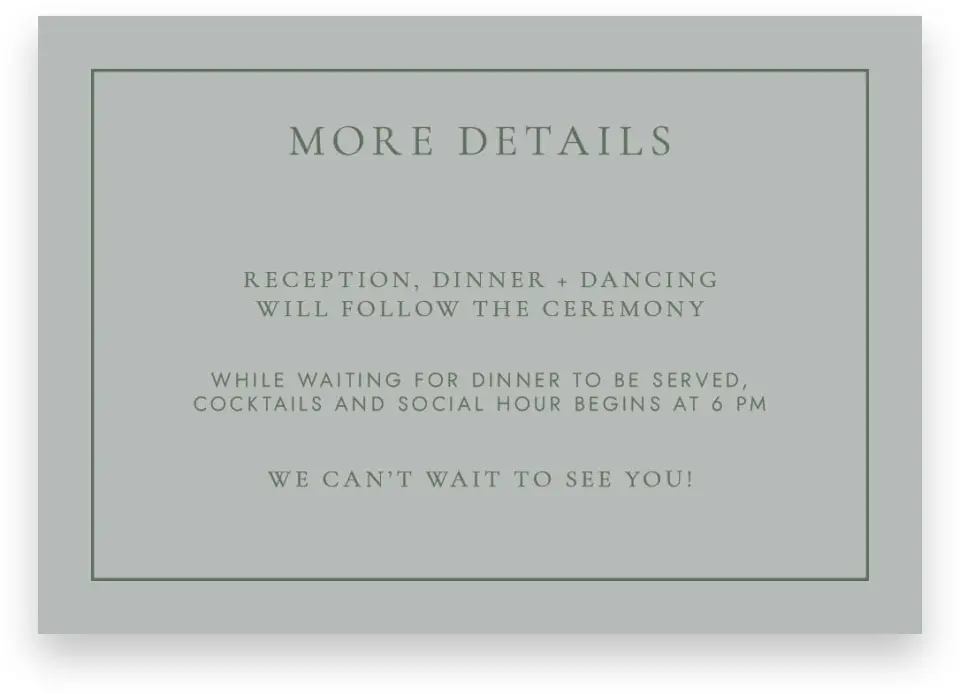 This is a 5" x 3½" Wedding Invitation Enclosure Card called Sweet & Neat printed in full color on Premium Smooth paper