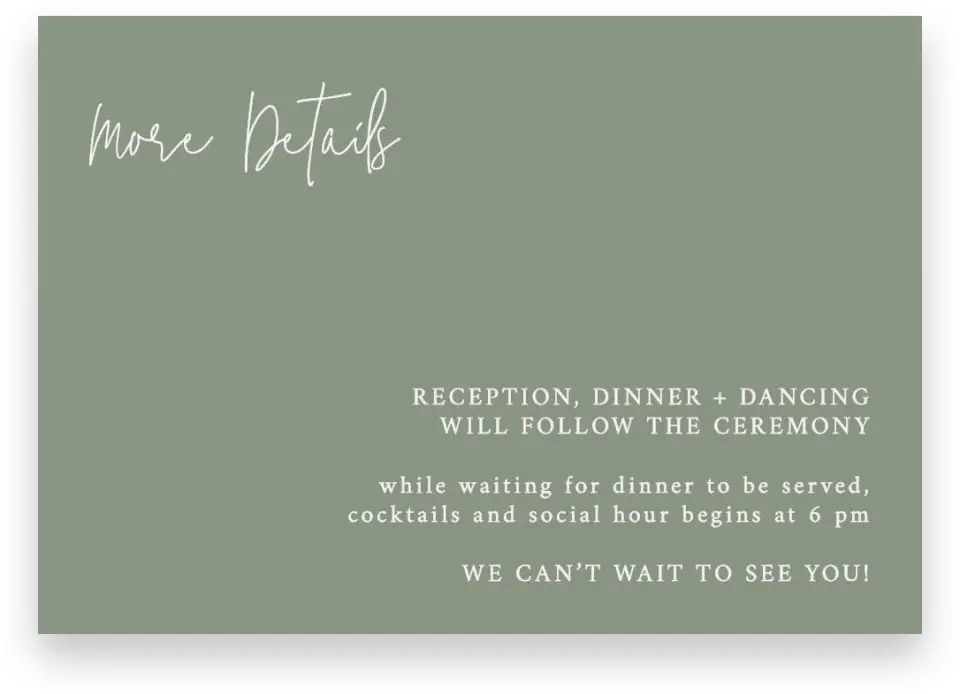 This is a 5" x 3½" Wedding Invitation Enclosure Card called Bright Greens printed in full color on Premium Smooth paper