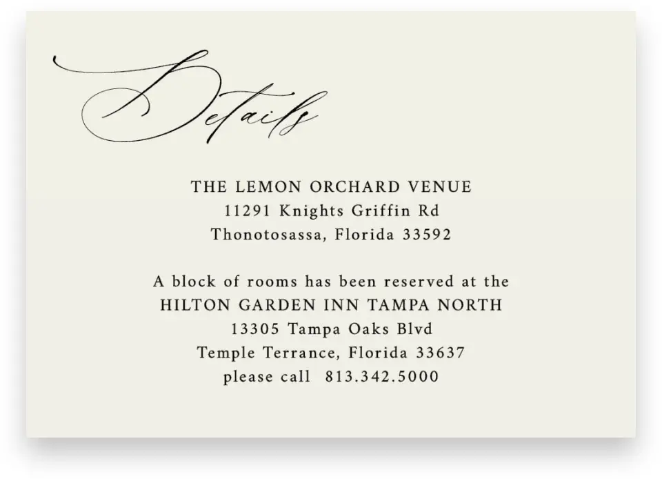 This is a 5" x 3½" Wedding Invitation Enclosure Card called Antique Lemon printed in full color on Premium Smooth paper