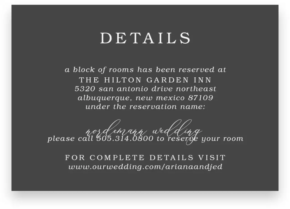 This is a 5" x 3½" Wedding Invitation Enclosure Card called Flawless Photo printed in full color on Premium Smooth paper
