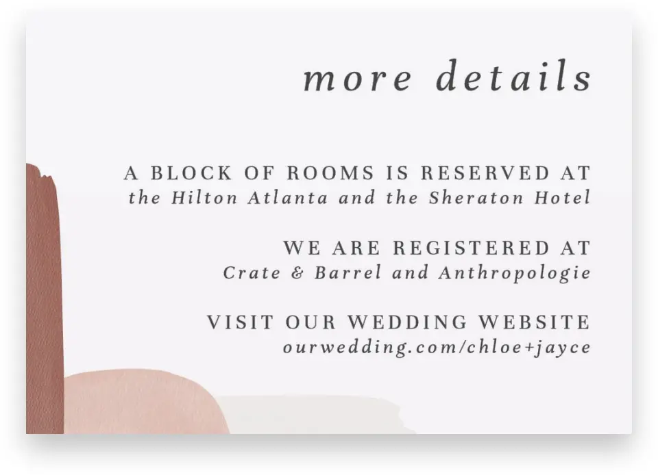 This is a 5" x 3½" Wedding Invitation Enclosure Card called Mod Paint printed in full color on Premium Smooth paper