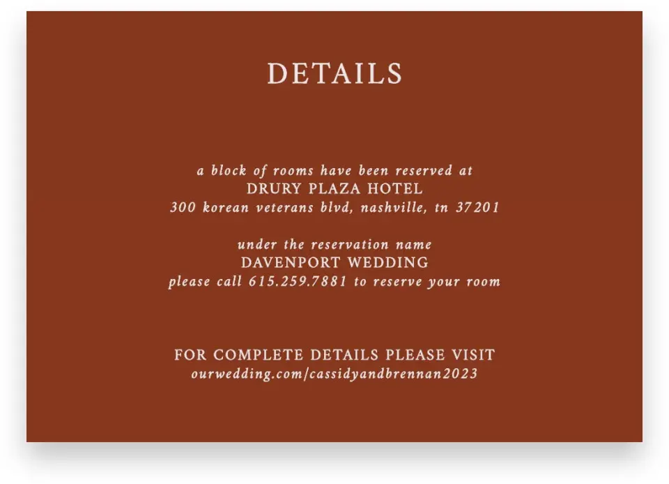This is a 5" x 3½" Wedding Invitation Enclosure Card called Autumn Florals printed in full color on Premium Smooth paper