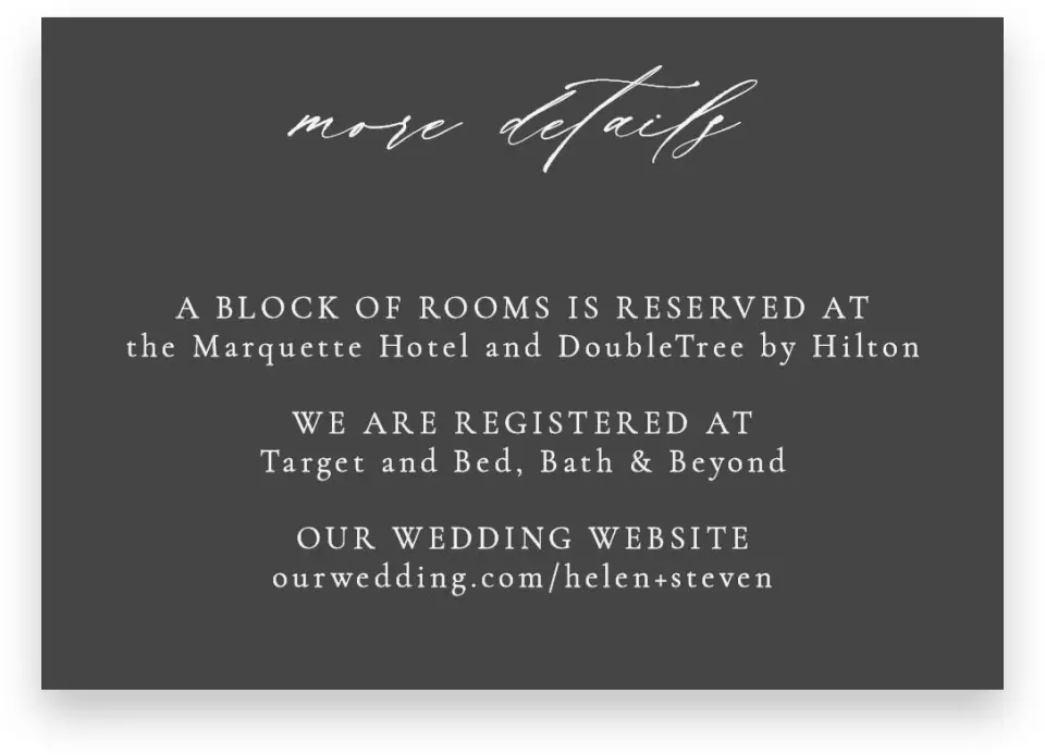 This is a 5" x 3½" Wedding Invitation Enclosure Card called Quiet Scene printed in full color on Premium Smooth paper