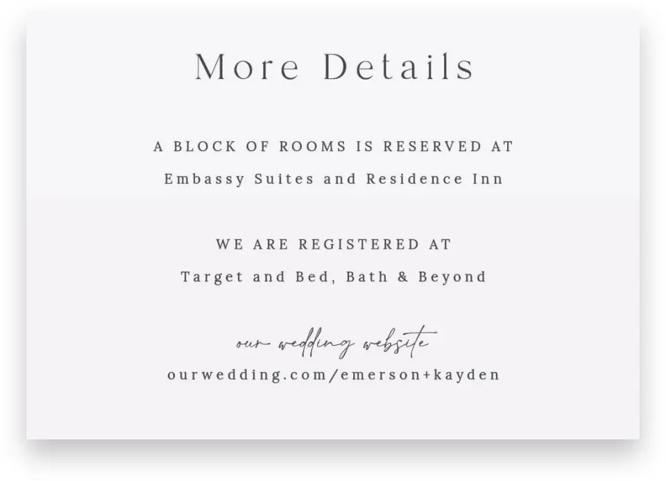 This is a 5" x 3½" Wedding Invitation Enclosure Card called Soft Sprig printed in full color on Premium Smooth paper