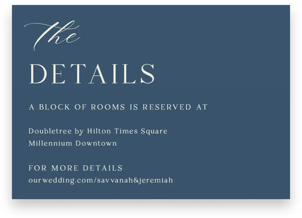 This is a 5" x 3½" Wedding Invitation Enclosure Card called The Savannah printed in full color on Premium Smooth paper