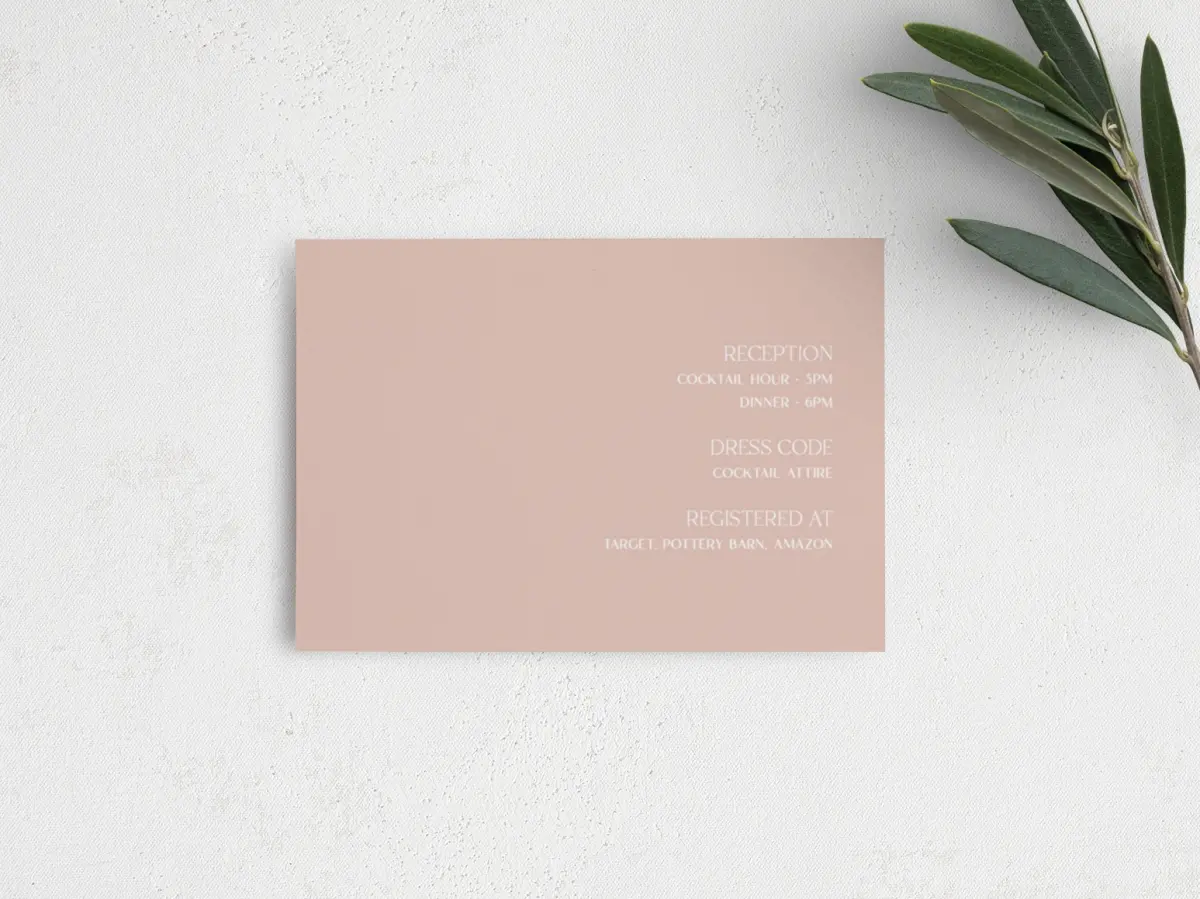Guest Information Card Back View