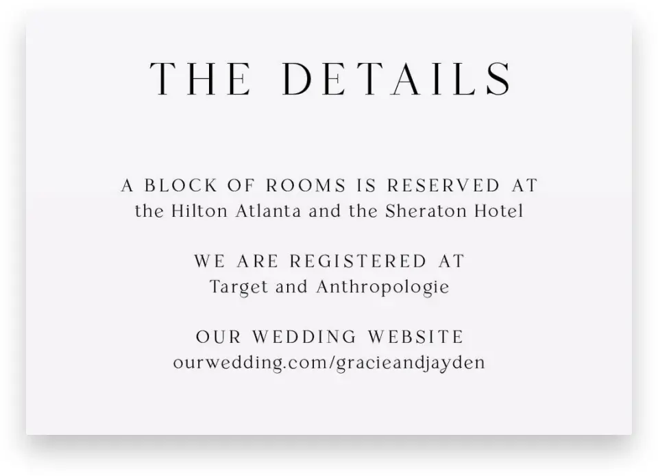 This is a 5" x 3½" Wedding Invitation Enclosure Card called Dramatic Date printed in full color on Premium Smooth paper