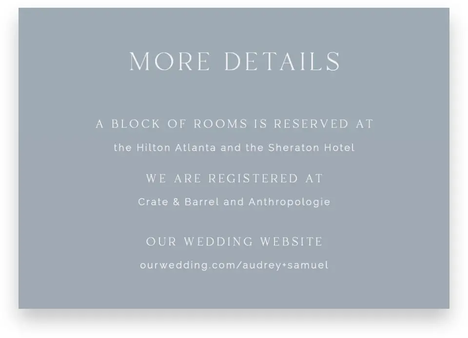 This is a 5" x 3½" Wedding Invitation Enclosure Card called Graceful Petals printed in full color on Premium Smooth paper