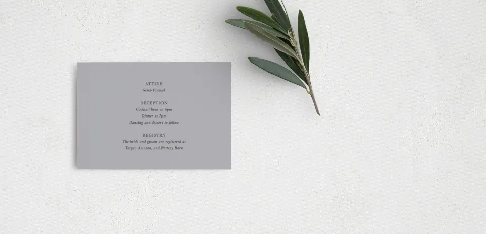 Guest Information Card Back View