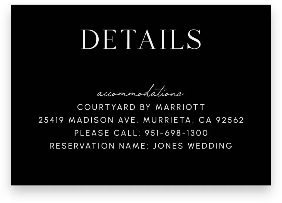 This is a 5" x 3½" Wedding Invitation Enclosure Card called The Isabella printed in full color on Premium Smooth paper