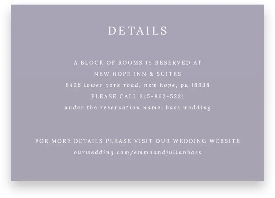 This is a 5" x 3½" Wedding Invitation Enclosure Card called Euphoric Frame printed in full color on Premium Smooth paper