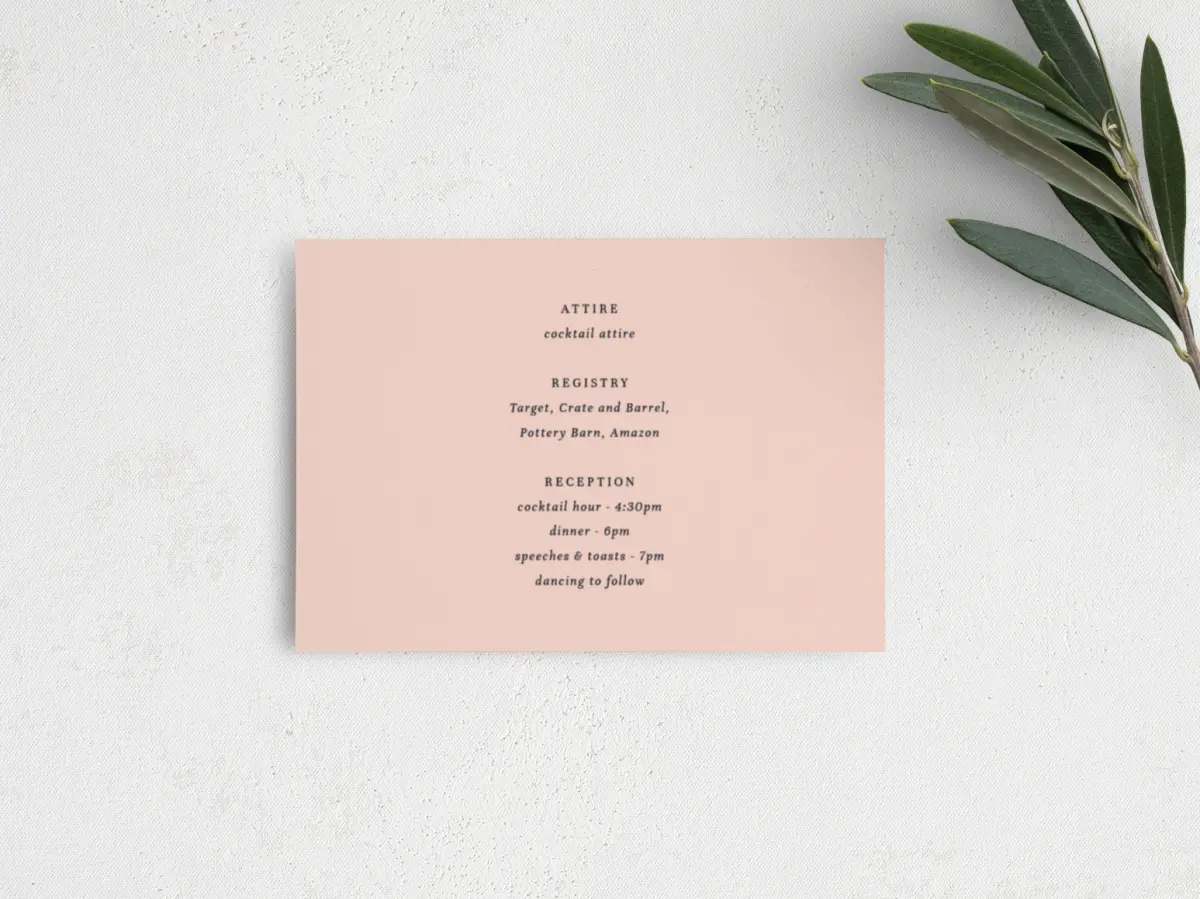 Guest Information Card Back View