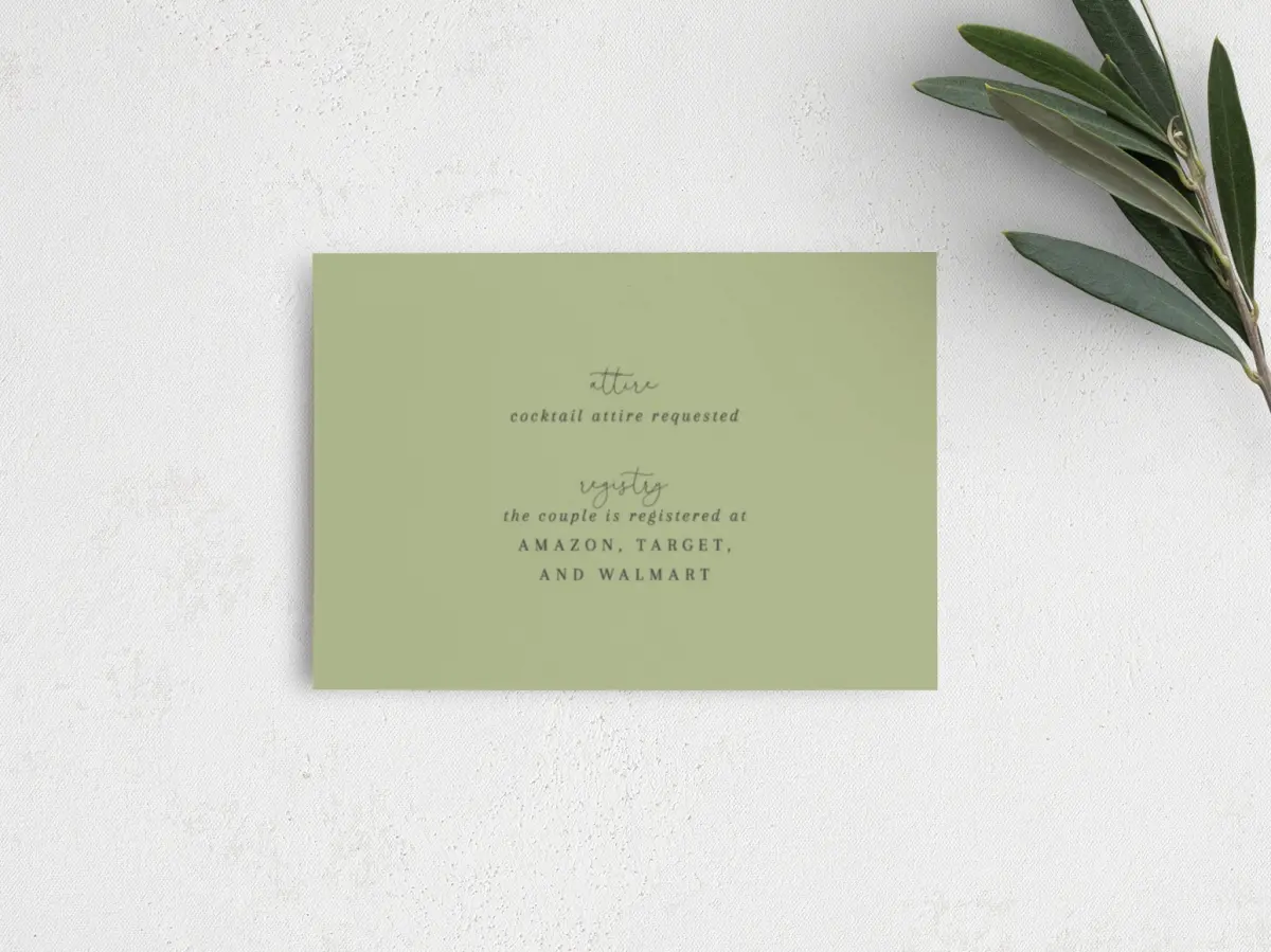 Guest Information Card Back View