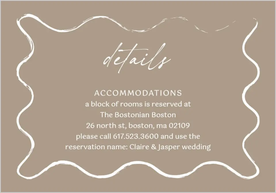 This is a 5" x 3½" Wedding Invitation Enclosure Card called Romantic Sketch printed in full color on Premium Smooth paper