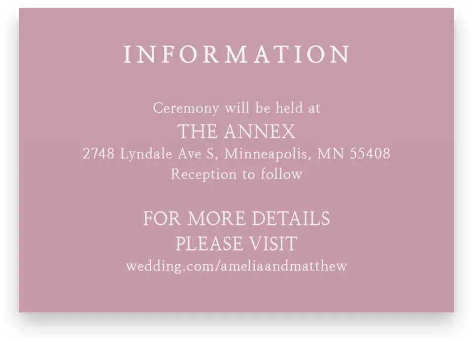 This is a 5" x 3½" Wedding Invitation Enclosure Card called Whimsy Fairytale printed in full color on Premium Smooth paper