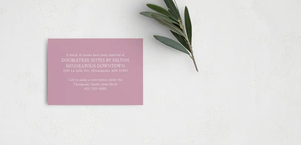 Guest Information Card Back View