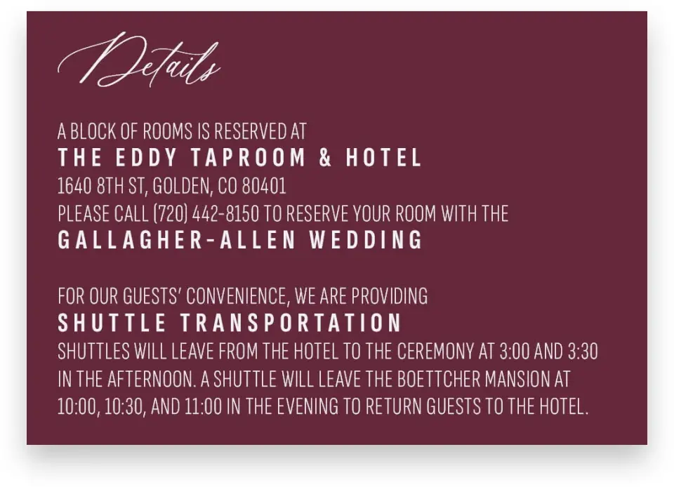 This is a 5" x 3½" Wedding Invitation Enclosure Card called Harvest Meadows printed in full color on Premium Smooth paper