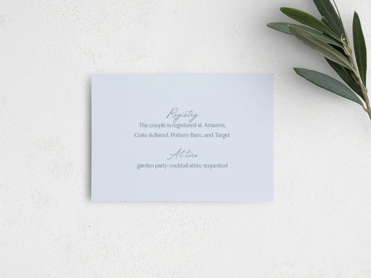 Guest Information Card Back View