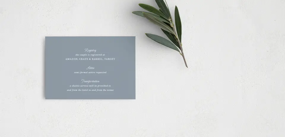Guest Information Card Back View