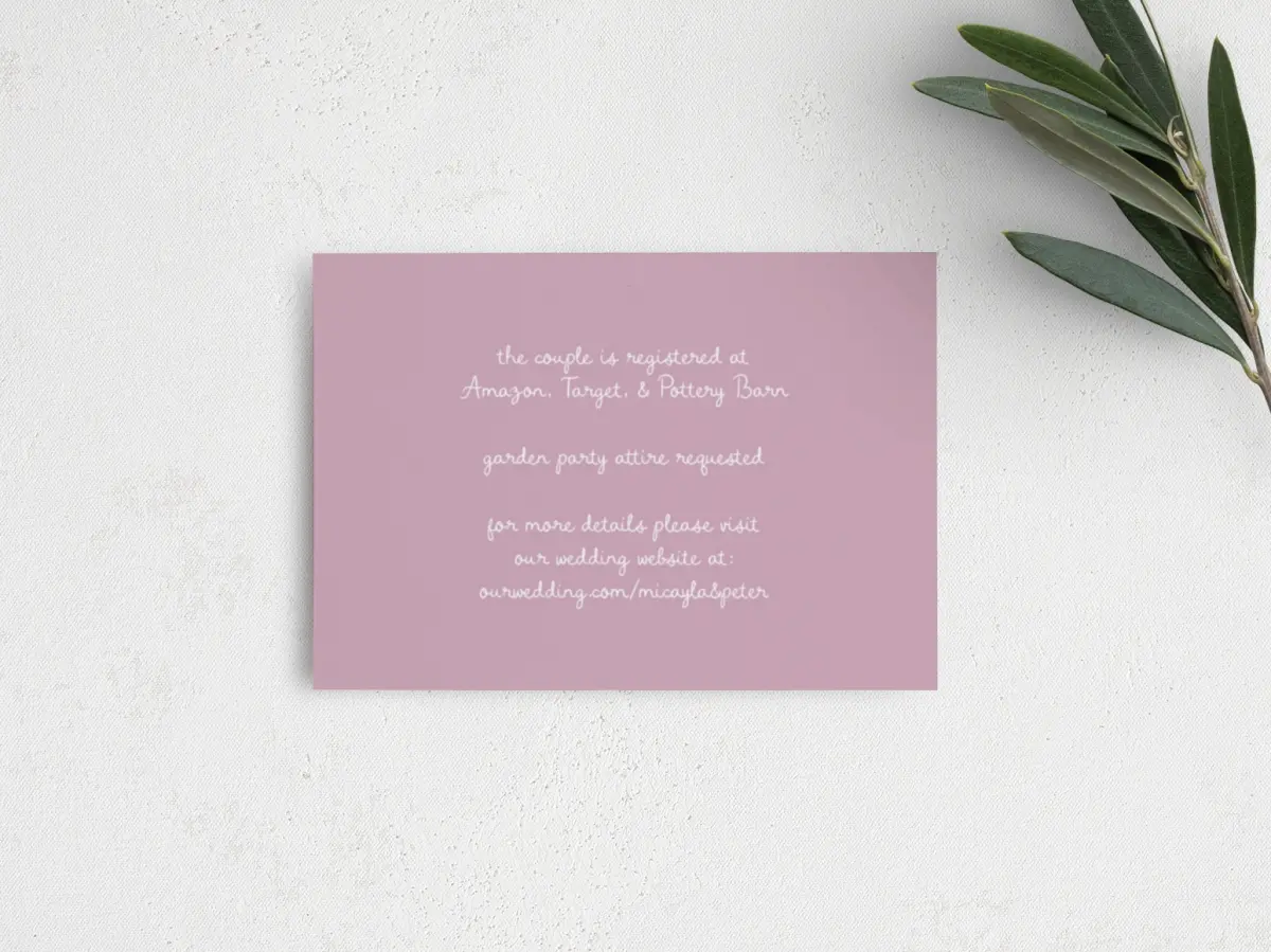 Guest Information Card Back View