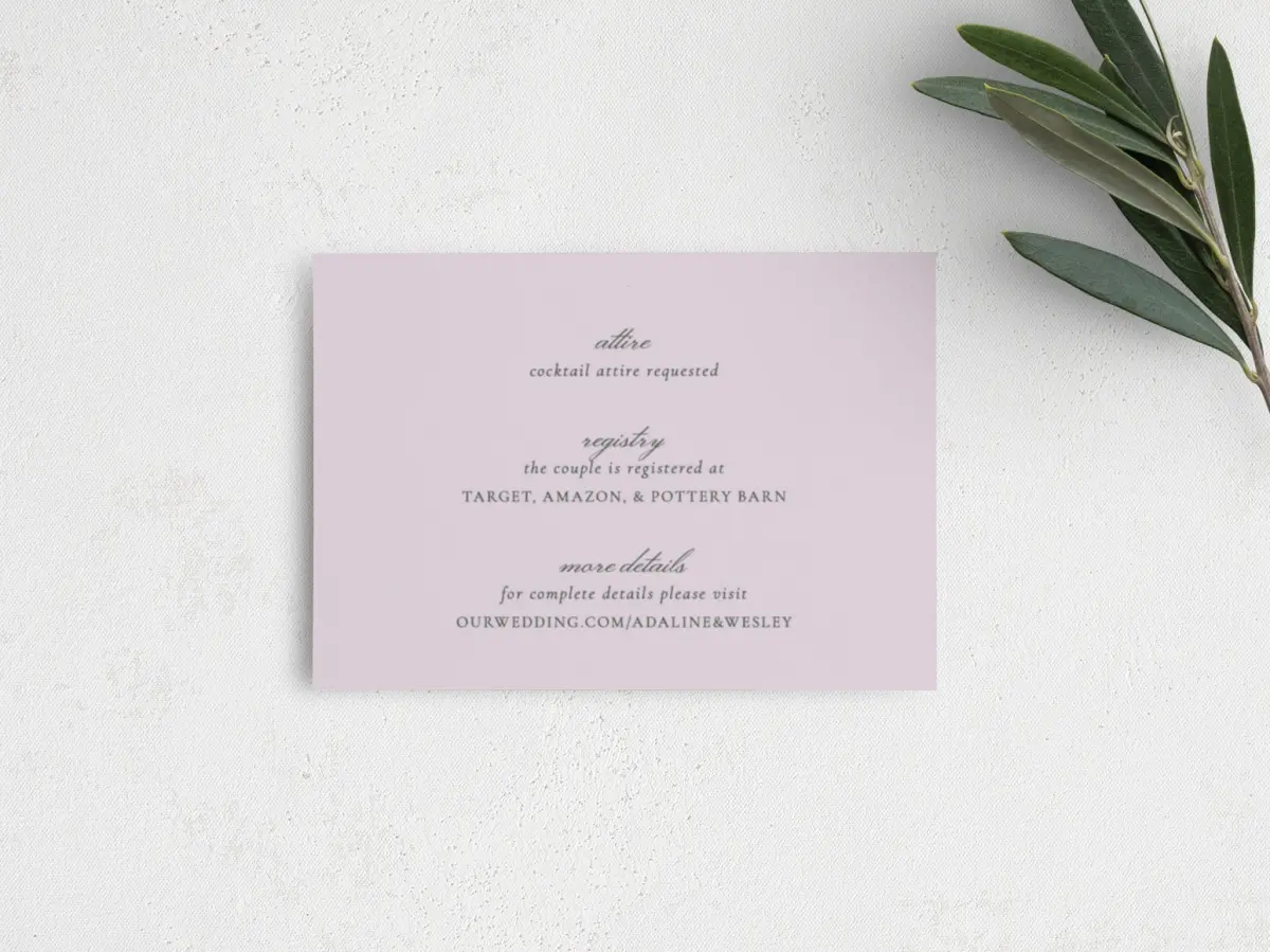 Guest Information Card Back View