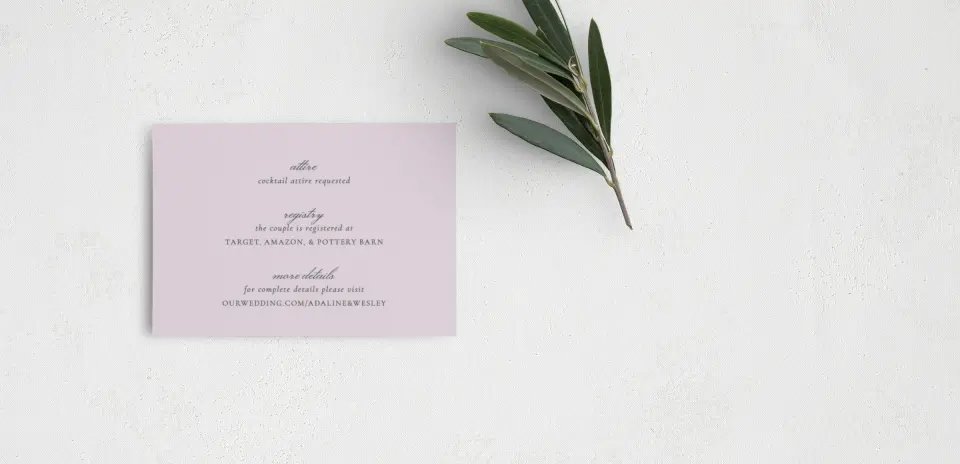 Guest Information Card Back View