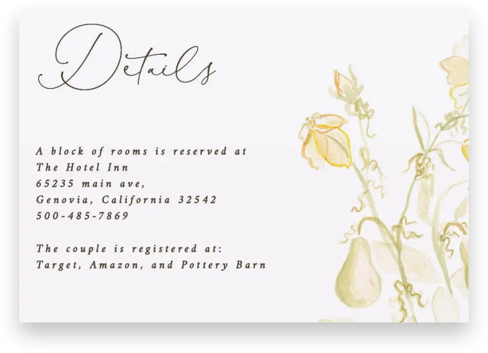 This is a 5" x 3½" Wedding Invitation Enclosure Card called Royal Glory printed in full color on Premium Smooth paper