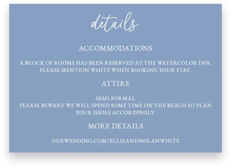 This is a 5" x 3½" Wedding Invitation Enclosure Card called Wave of Love printed in full color on Premium Smooth paper