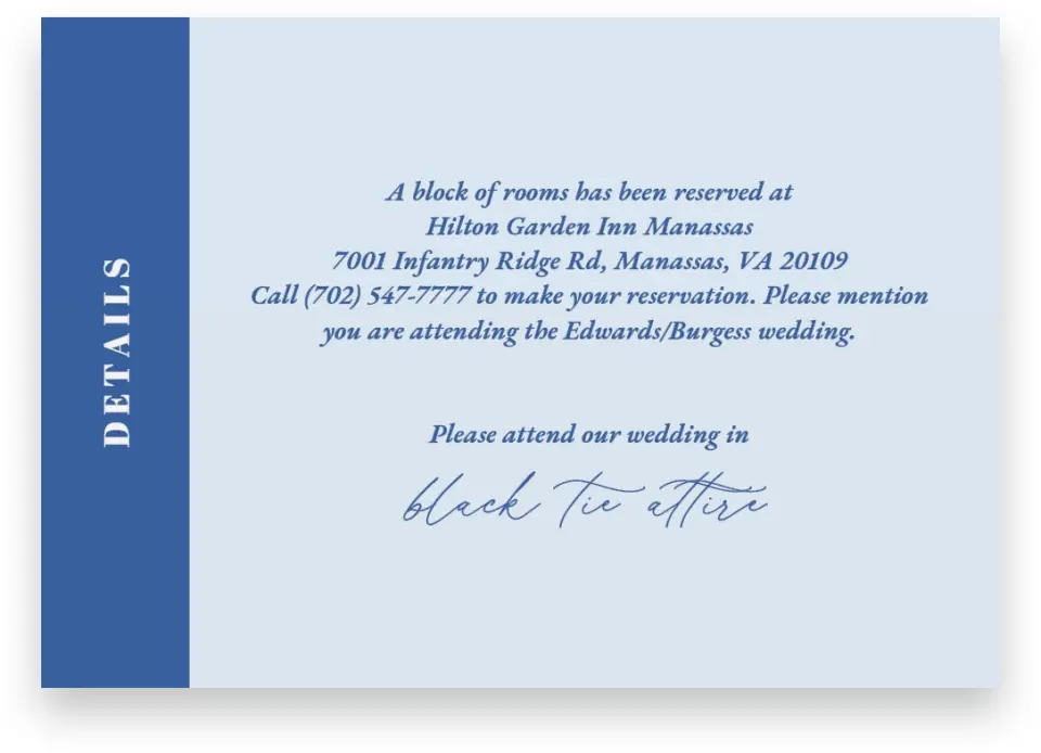This is a 5" x 3½" Wedding Invitation Enclosure Card called Forever and Ever printed in full color on Premium Smooth paper