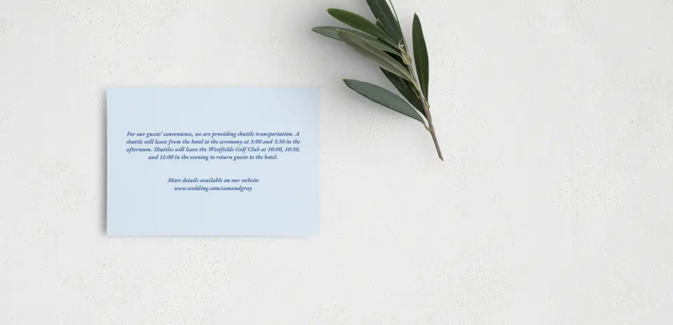 Guest Information Card Back View