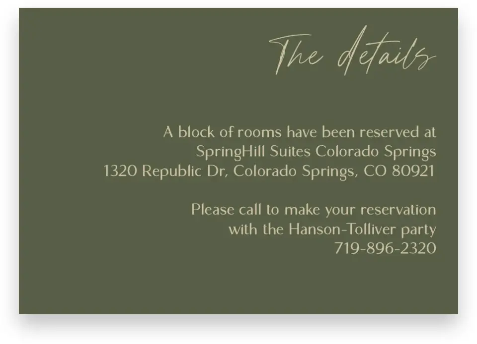 This is a 5" x 3½" Wedding Invitation Enclosure Card called Idyllic Love printed in full color on Premium Smooth paper