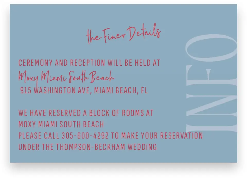 This is a 5" x 3½" Wedding Invitation Enclosure Card called Lovey-Dovey printed in full color on Premium Smooth paper