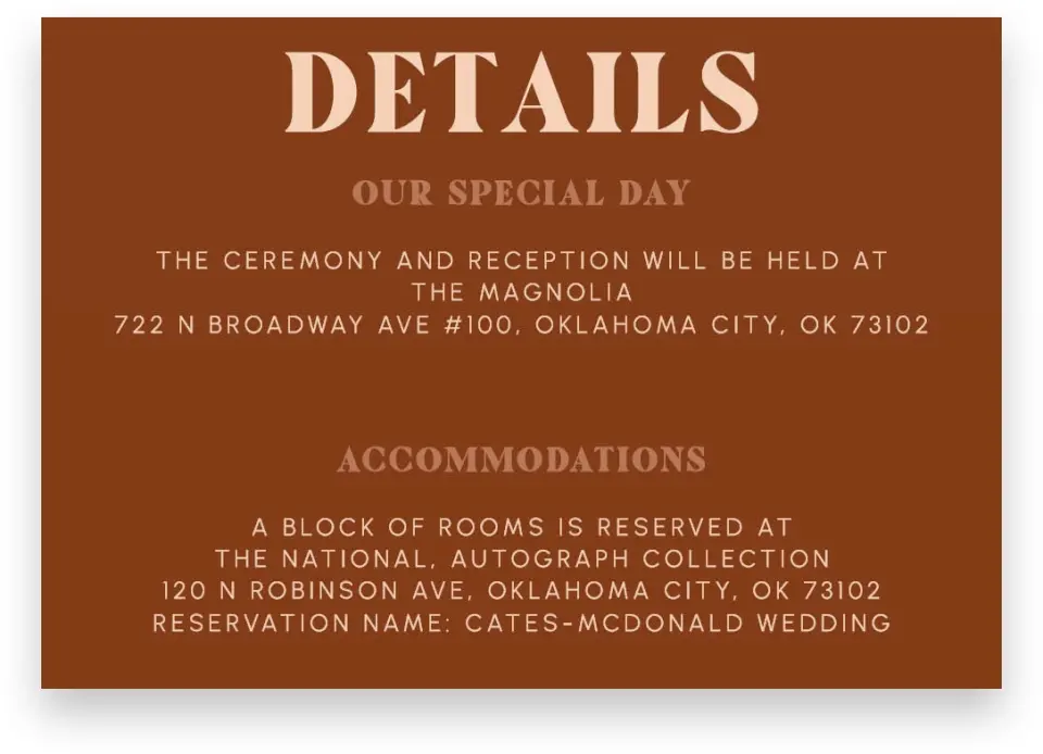 This is a 5" x 3½" Wedding Invitation Enclosure Card called Agrestal printed in full color on Premium Smooth paper