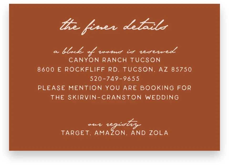 This is a 5" x 3½" Wedding Invitation Enclosure Card called Wild at Heart printed in full color on Premium Smooth paper