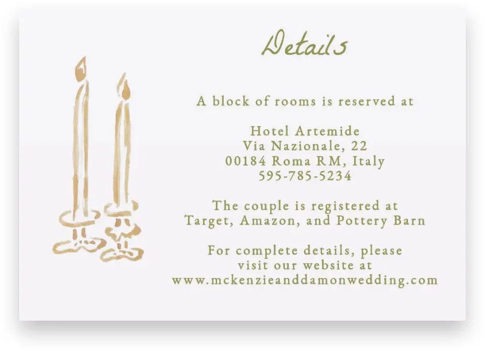 This is a 5" x 3½" Wedding Invitation Enclosure Card called Positano Daydream printed in full color on Premium Smooth paper