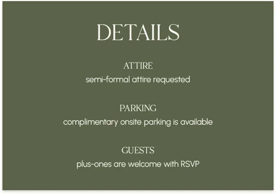 This is a 5" x 3½" Gala Invitation Enclosure Card called Refined Approach printed in full color on Premium Smooth paper