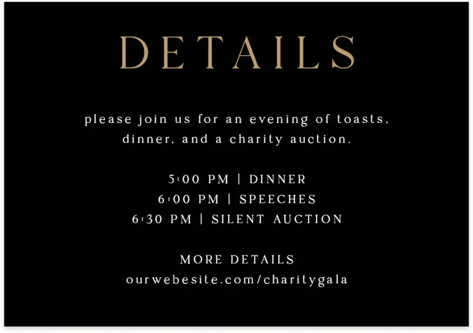 This is a 5" x 3½" Gala Invitation Enclosure Card called Make an Impact printed in full color on Premium Smooth paper