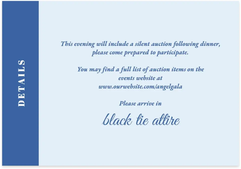 This is a 5" x 3½" Gala Invitation Enclosure Card called Healing Hearts printed in full color on Premium Smooth paper